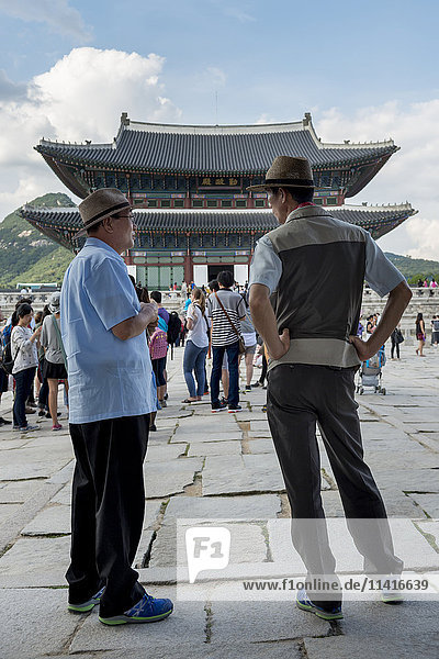 'Tourists at Gyeongbokgung Palace; Seoul  Korea'