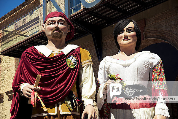'Giants from Nou Barris district during Saint George's Day festivities; Barcelona  Catalonia  Spain'