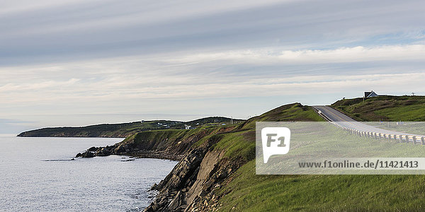 'Road along the Atlantic coast  Cape Breton Island; Belle Cote  Nova Scotia  Canada'