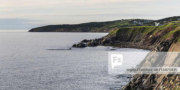 'Rugged cliffs along the Atlantic coastline  Cape Breton Island; Belle Cote  Nova Scotia  Canada'