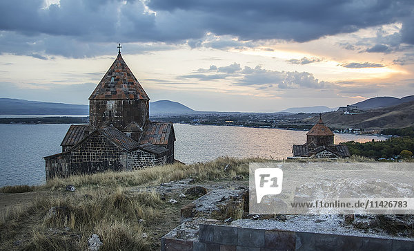 'Surp Arakelots (Holy Apostles Church) and Surp Astvatsatsin (Holy Mother of God Church) of the Sevanavank (Sevank Monastery) overlooking Lake Sevan; Gegharkunik Province  Armenia'