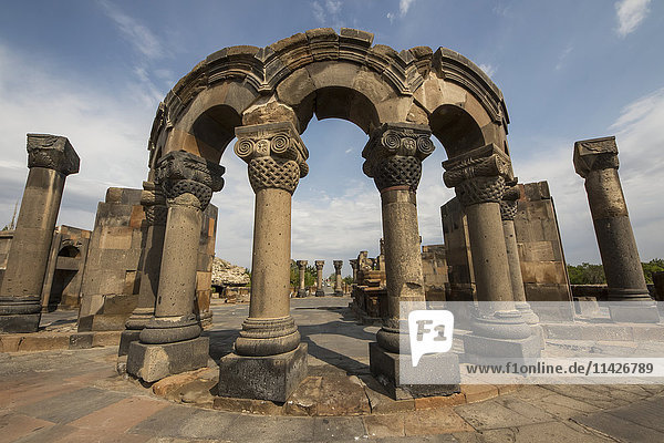 'Reconstructed arches and columns of Zvartnots Cathedral; Vagharshapat  Armavir Province  Armenia'