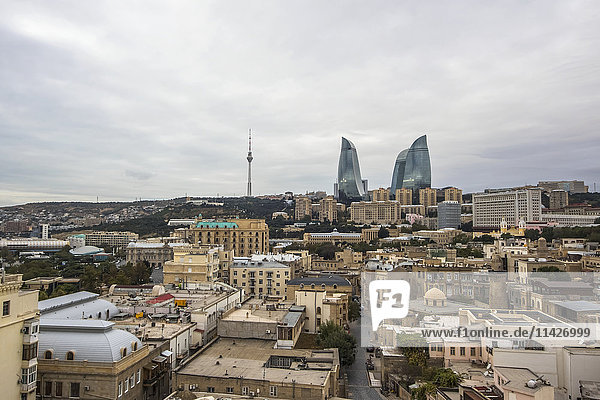 'View of the old city from the interior of the Maiden Tower; Baku  Azerbaijan'