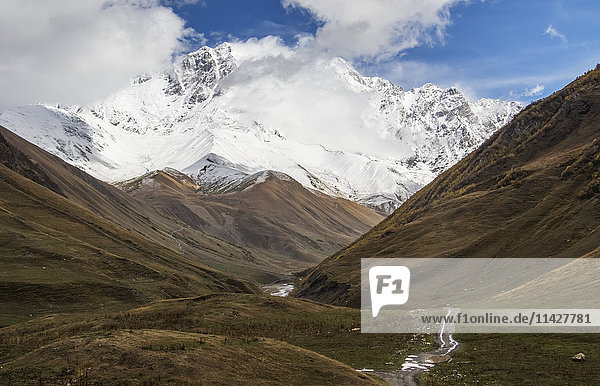'Mount Shkhara in the Greater Caucasus Range; Ushguli  Samegrelo-Zemo Svaneti  Georgia'