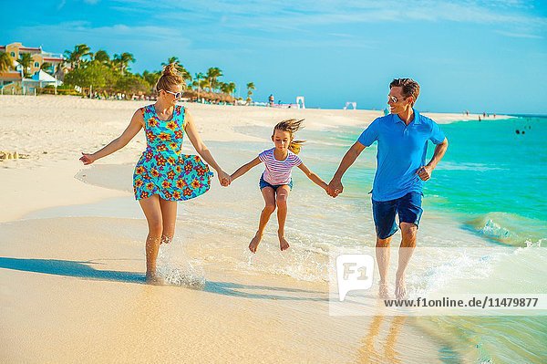 Family on the beach. Aruba  Caribbean
