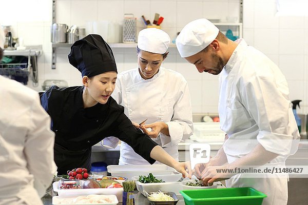Chefs  Cooks in cooking school  Cuisine School  Donostia  San Sebastian  Gipuzkoa  Basque Country  Spain  Europe