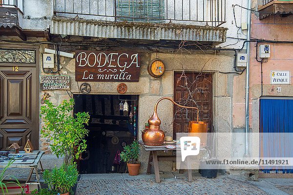 Facade of Bodega La Muralla. Miranda del Castañar Sierra de Francia Nature Reserve Salamanca province Castilla Leon Spain.