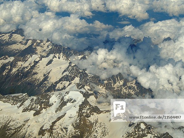 Aerial view of Pennine Alps. Switzerland  Europe.