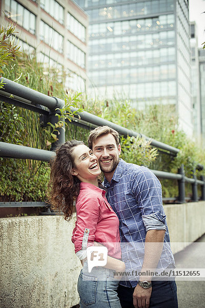 Affectionate couple outdoors  portrait
