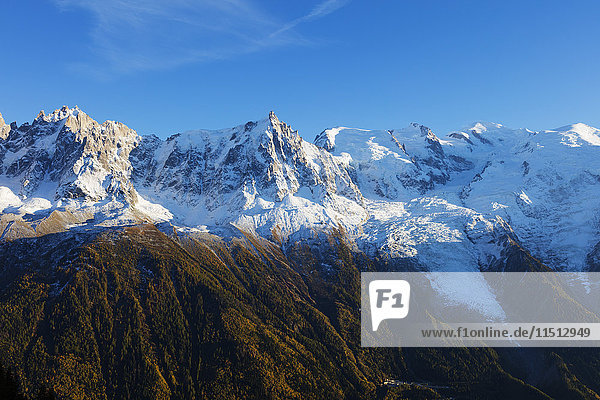 Mont Blanc  4810m  Herbst  Chamonix  Haute Savoie  Rhone-Alpen  Französische Alpen  Frankreich  Europa