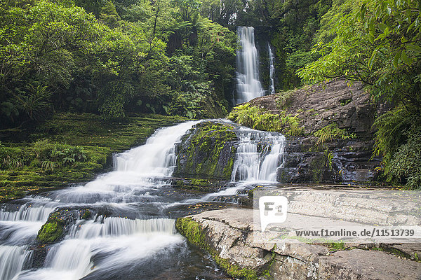McLean Falls on the Tautuku River Chaslands near Papatowai Catlins Conservation Area Clutha district Otago South Island New Zealand Pacific