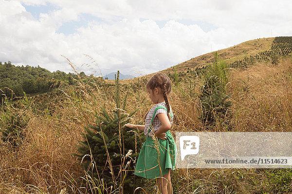Young girl exploring outdoors