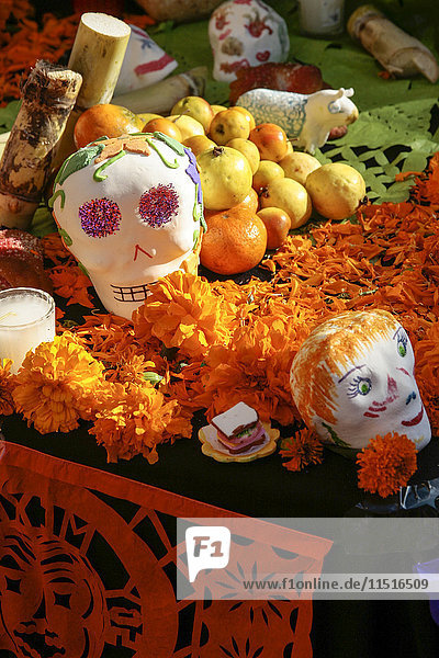 Fresh fruit and flowers for Day of the Dead
