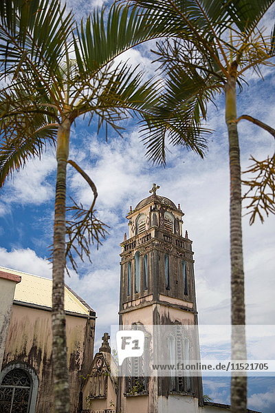 Glockenturm und Palmen  Insel Réunion