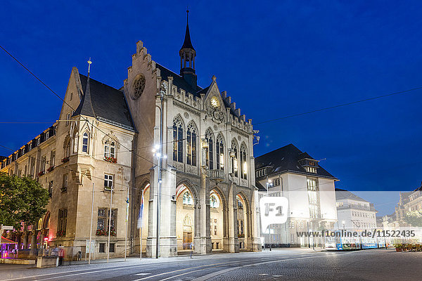 Germany  Thuringia  Erfurt  town hall at night