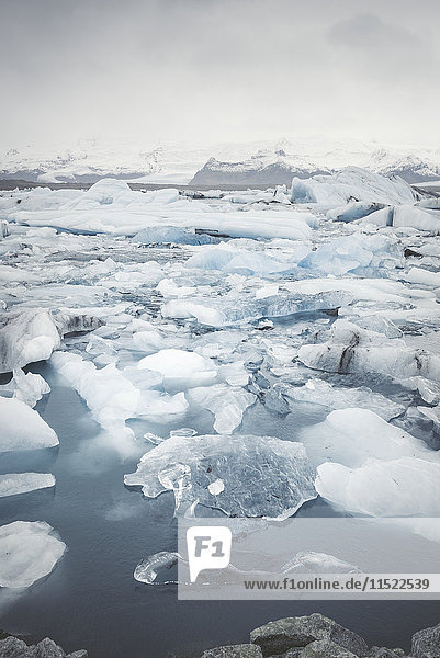 Island  Blick auf Joekulsarlon  Gletscherflusslagune