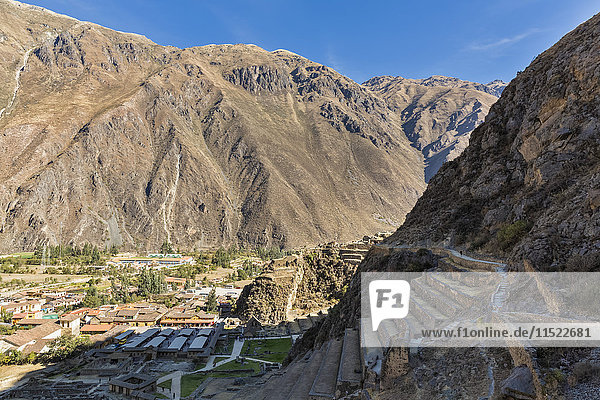 Peru Anden Urubamba-Tal Inka-Ruinen von Ollantaytambo Terrassen