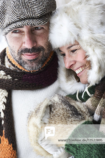 Couple wearing winter fashion