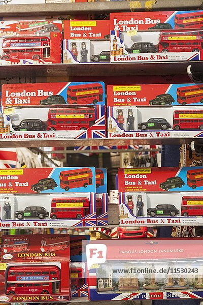 England  London  Covent Garden Market  Stall Display of London Bus and Taxi Models