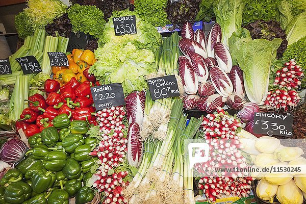 England  London  Southwark  Borough Market  Vegetable Shop Display