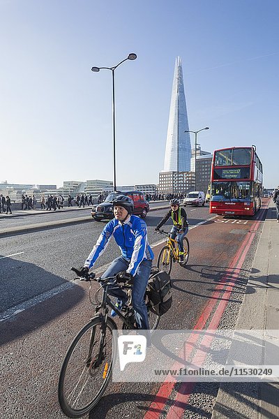 England  London  Southwark  Cyclists Crossing London Bridge