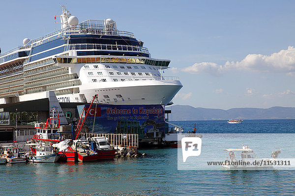 Turkey  province of Aydin  Kusadasi  cruise ship in the harbour