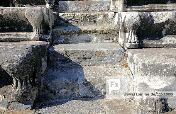 Turkey  province of Aydin  Sarikemer  Milet (or Miletas) archeological site  the theatre  detail of the lion paws terraces