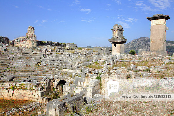 Turkey  province of Antalya  Kinik  Xanthos (or Xanthe)  Unesco world heritage site  general view and theater