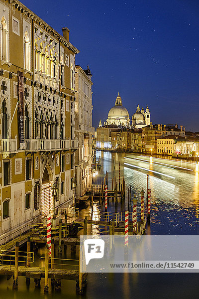 Italy  Venice  view to lighted Santa Maria della Salute by night