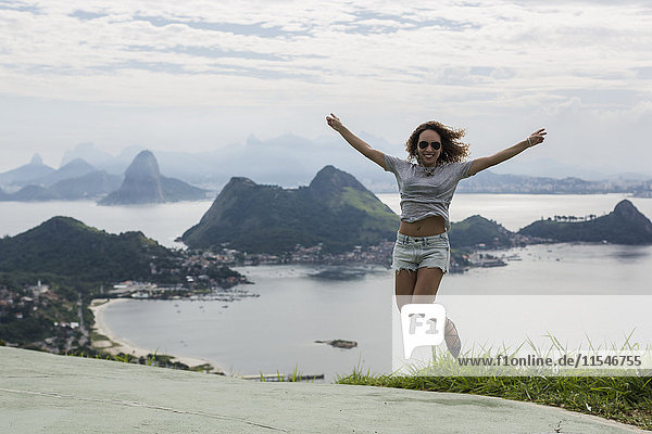 Brazil  woman on a viewpoint in Rio de Janeiro