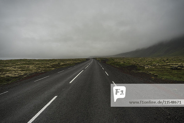 Island  leere Straße im Nebel
