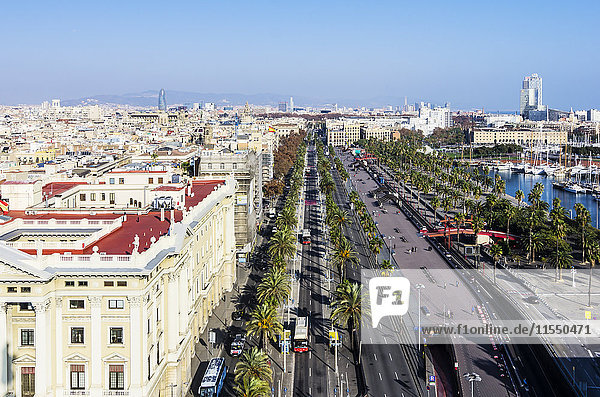 Spanien  Barcelona  Stadtbild von der Kolumbus-Säule aus gesehen