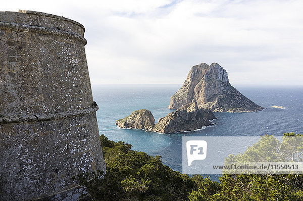 Spain  Ibiza  old pirate tower near Es Vedra