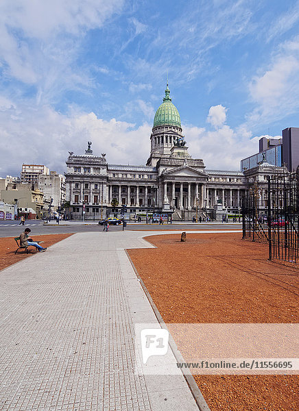 Plaza del Congreso  Blick auf den Palast des Argentinischen Nationalkongresses  Stadt Buenos Aires  Provinz Buenos Aires  Argentinien  Südamerika