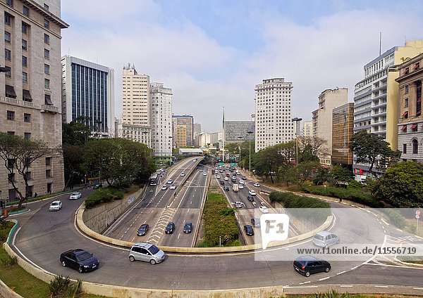 View of Avenida 23 de Maio from Viaduto do Cha  City of Sao Paulo  State of Sao Paulo  Brazil  South America