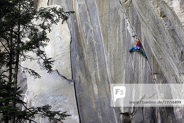 Ein Kletterer beim Aufstieg durch einen schwierigen Riss  Cadarese-Tal  Norditalien  Europa