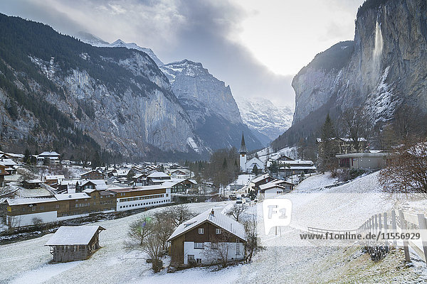 Church at Lauterbrunnen Jungfrau region Bernese Oberland Swiss Alps Switzerland Europe