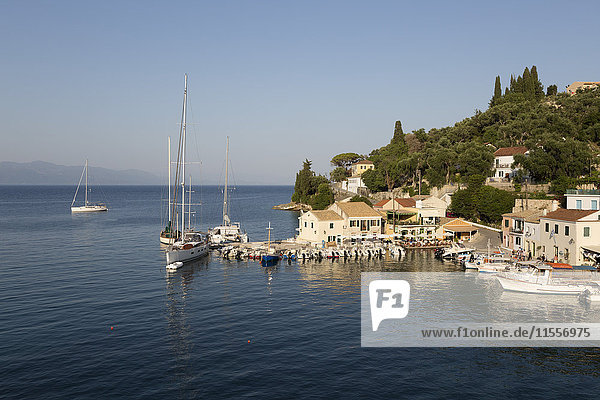 View over harbour  Loggos  Paxos  Ionian Islands  Greek Islands  Greece  Europe