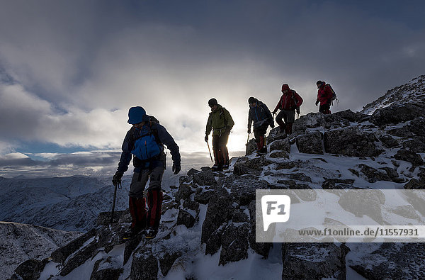 UK  Scotland  Glencoe  mountaineers at Buachaill Etive Beag