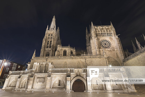 Spanien  Burgos  Burgos Kathedrale bei Nacht
