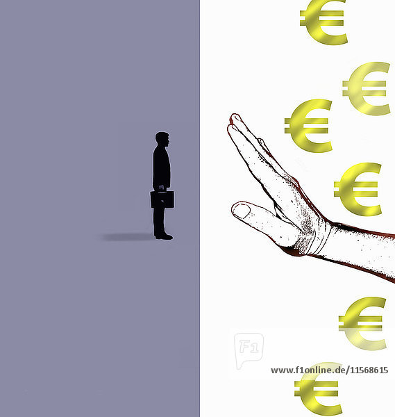 Hand verweigert Geschäftsmann Zugang zu Euros