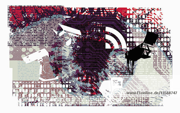 Collage zu Überwachung und Internetsicherheit