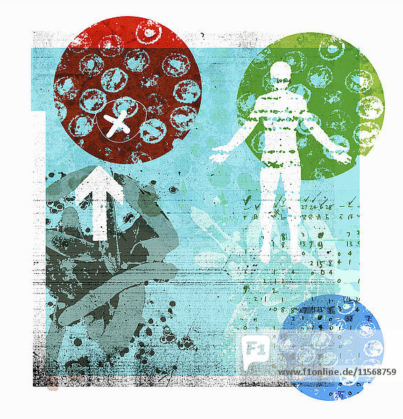 Bakterien in Petrischalen in einer Collage zur medizinischen Forschung