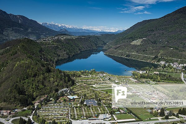 Lake Levico  Lago si Levico  Levico near Levico Therme  Trentino Province  Italy  Europe