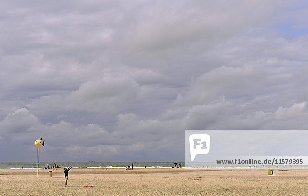 France  Northern France  Lower Normandy  seafront  beach before the storm  fine sand