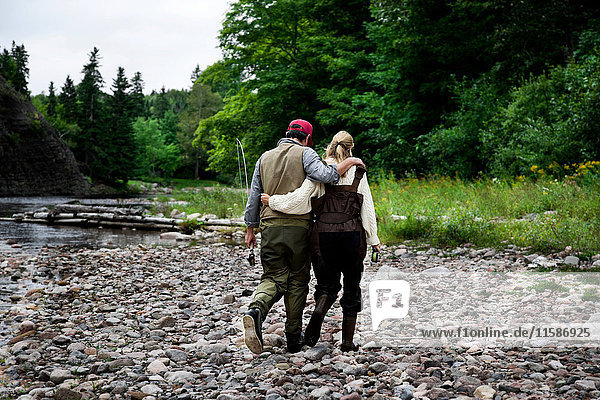 Fisher couple at Margaree River  Cape Breton Island  Nova Scotia