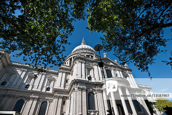 Die St. Paul's Cathedral vor blauem Himmel