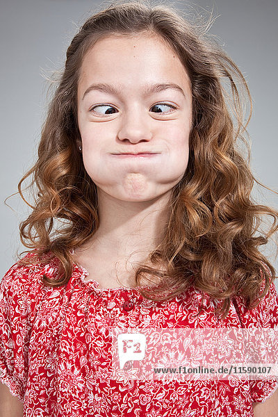 Girl pulling funny face