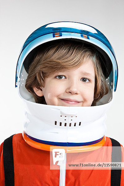 Boy dressed up as astronaut