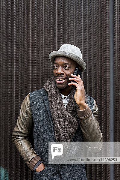 Portrait of stylish man on the phone